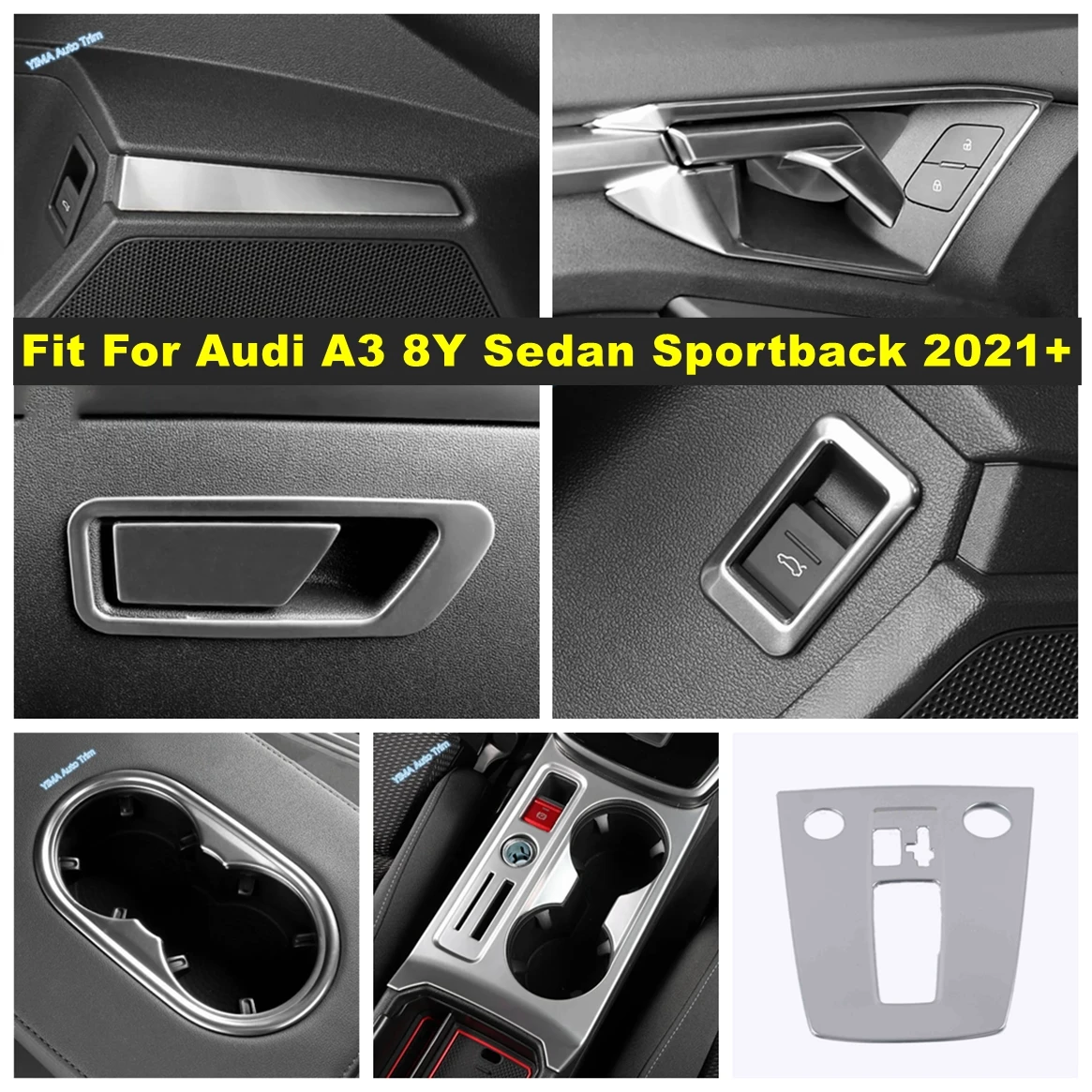 Silver Car Gloves Box Handle / Water Cup Holder / Door Wrist Cover Trim Accessories For Audi A3 8Y Sedan Sportback 2021 - 2024
Silver Car Gloves Box Handle / Water Cup Holder / Door Wrist Cover Trim Accessories For Audi A3 8Y Sedan Sportback 2021 - 2024
