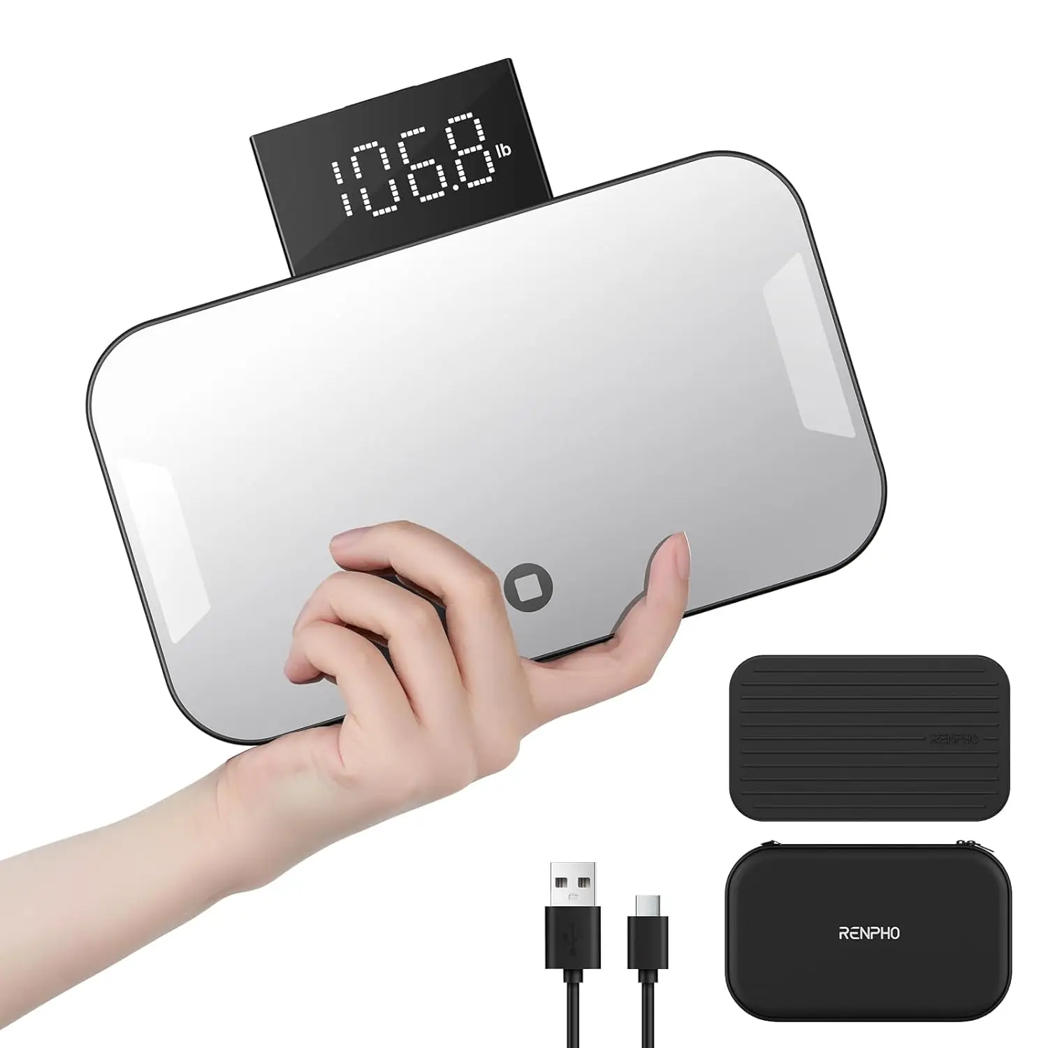 Portable Rechargeable Travel Scale with LED Display & Makeup Mirror, High Accuracy up to 400lbs
Portable Rechargeable Travel Scale with LED Display & Makeup Mirror, High Accuracy up to 400lbs