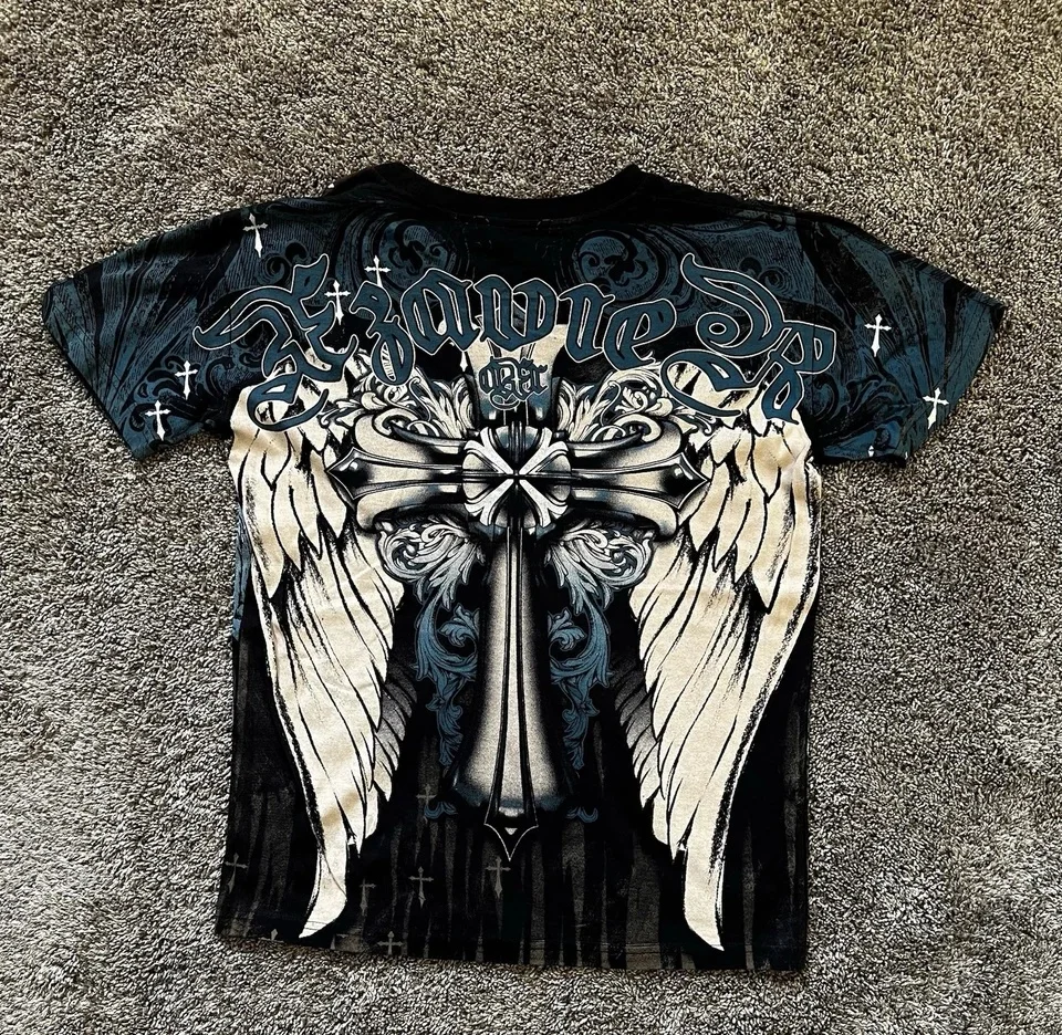 Xzavier Готическая футболка с перекрестным принтом Angel Wings, синяя хлопковая футболка унисекс с короткими рукавами в стиле хип-хоп, уличная одежда в стиле ретро, повседневный топ для мужчин
Xzavier Готическая футболка с перекрестным принтом Angel Wings, синяя хлопковая футболка унисекс с короткими рукавами в стиле хип-хоп, уличная одежда в стиле ретро, повседневный топ для мужчин