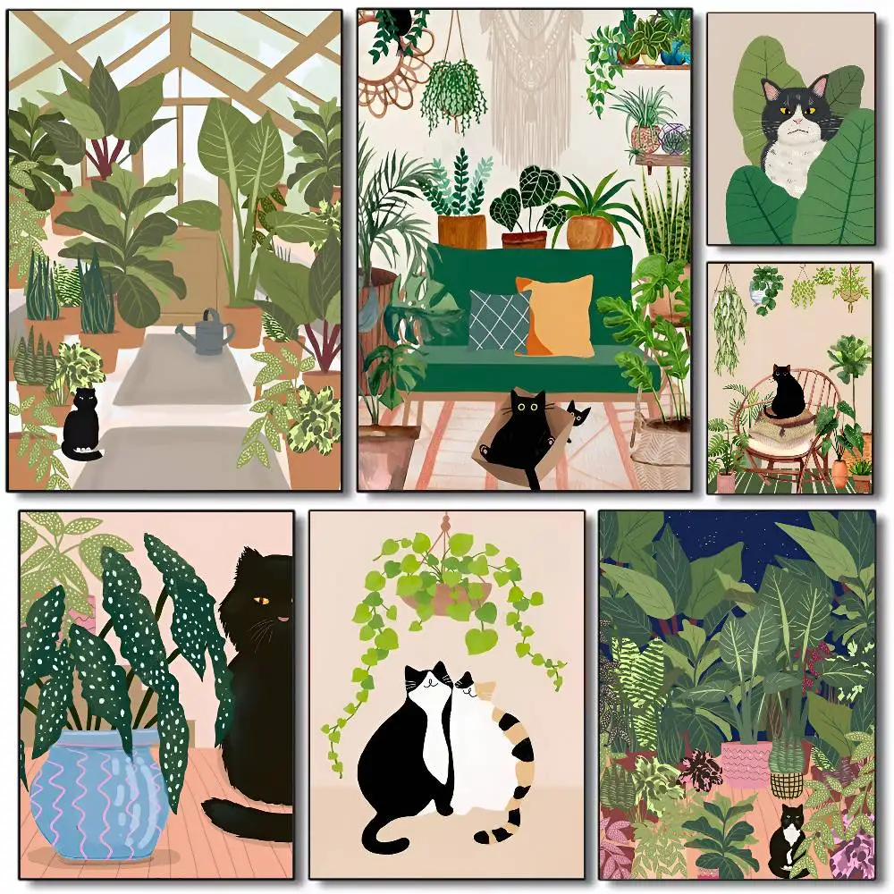 Green Plants Black Cat Poster HD art poster for home living room bar office decoration sticky, waterproof
Green Plants Black Cat Poster HD art poster for home living room bar office decoration sticky, waterproof