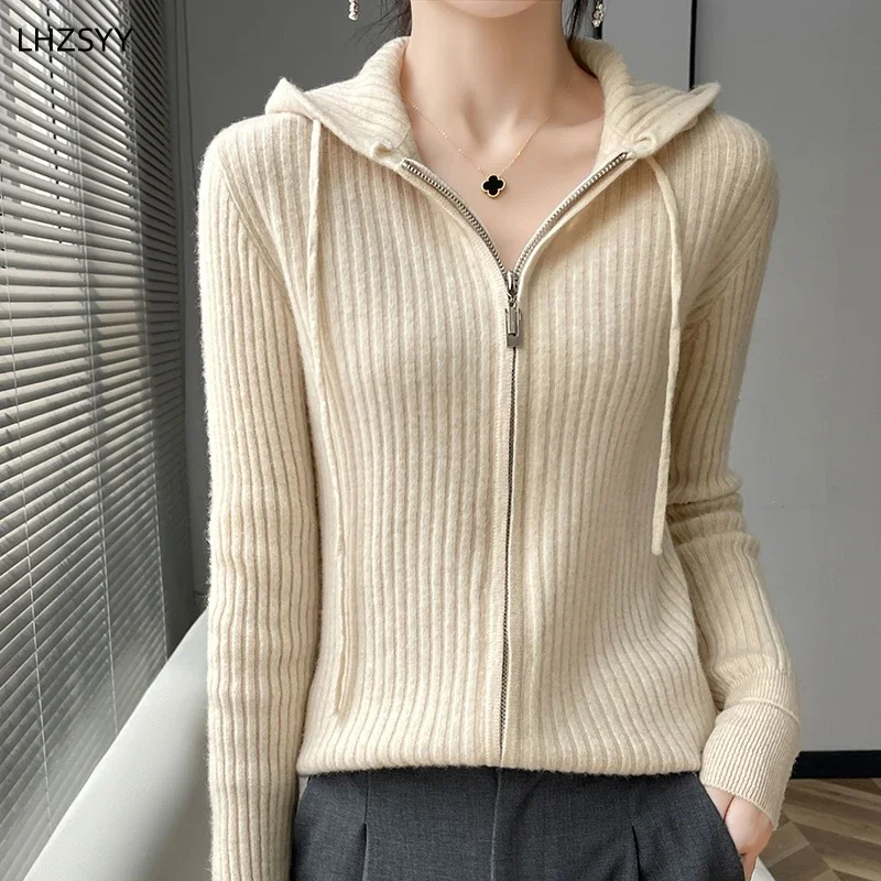 Women's Cashmere Zipper Cardigan Plus Size Hooded Jacket Sweater Loose Knit Thick Coat Autumn Winter Pure Wool Hoodie Top
Women's Cashmere Zipper Cardigan Plus Size Hooded Jacket Sweater Loose Knit Thick Coat Autumn Winter Pure Wool Hoodie Top