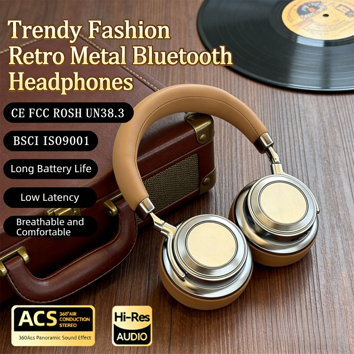 Fashion Retro Metal CR-9 Head-Mounted Earphones Wired Wireless Bluetooth Dual-Mode HIFI Breathable Comfort For Music Game Sport
Fashion Retro Metal CR-9 Head-Mounted Earphones Wired Wireless Bluetooth Dual-Mode HIFI Breathable Comfort For Music Game Sport