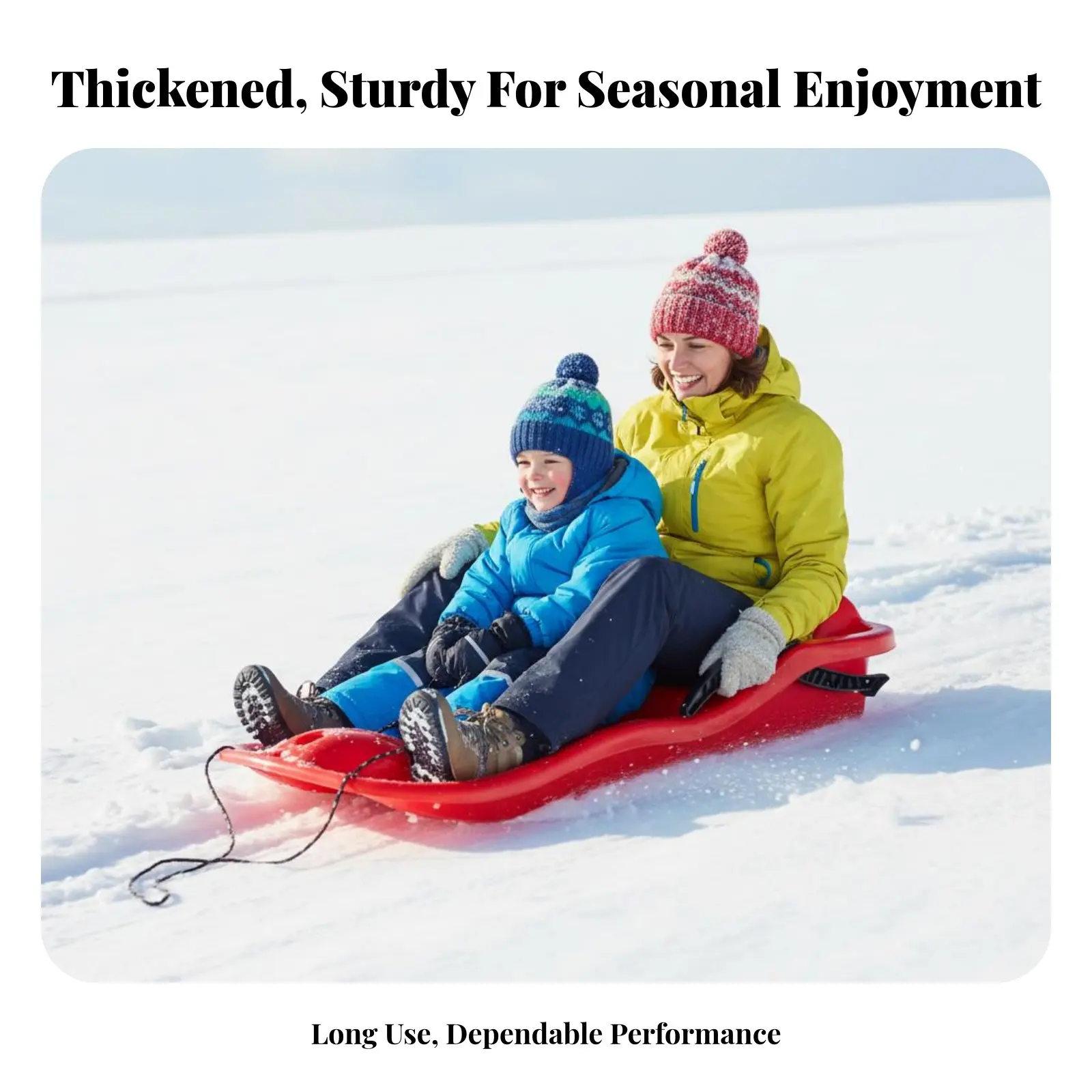 2-Person Sled with Brakes Brake Handles down-Slope Frosty Surface Sled Thickened Design Pull Rope Included for Grown-Ups
2-Person Sled with Brakes Brake Handles down-Slope Frosty Surface Sled Thickened Design Pull Rope Included for Grown-Ups