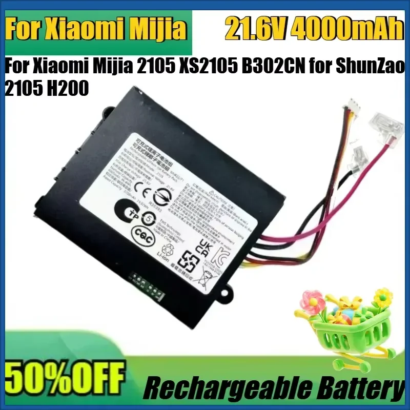 New 21.6V 4000mAh for Xiaomi Mijia 2105 XS2105 B302CN for ShunZao 2105 H200 Wireless Floor Cleaning Machine Battery
New 21.6V 4000mAh for Xiaomi Mijia 2105 XS2105 B302CN for ShunZao 2105 H200 Wireless Floor Cleaning Machine Battery