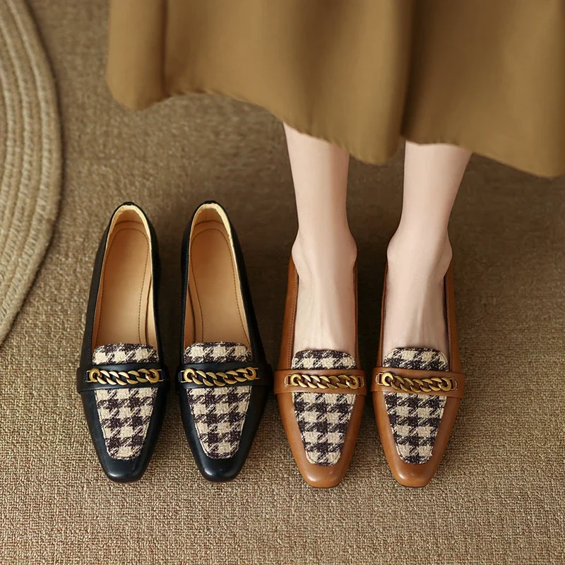 2025 new spring autumn women pumps natural leather 22-25cm cowhide+fabric+pigskin square toe loafers Metal chain women shoes
2025 new spring autumn women pumps natural leather 22-25cm cowhide+fabric+pigskin square toe loafers Metal chain women shoes