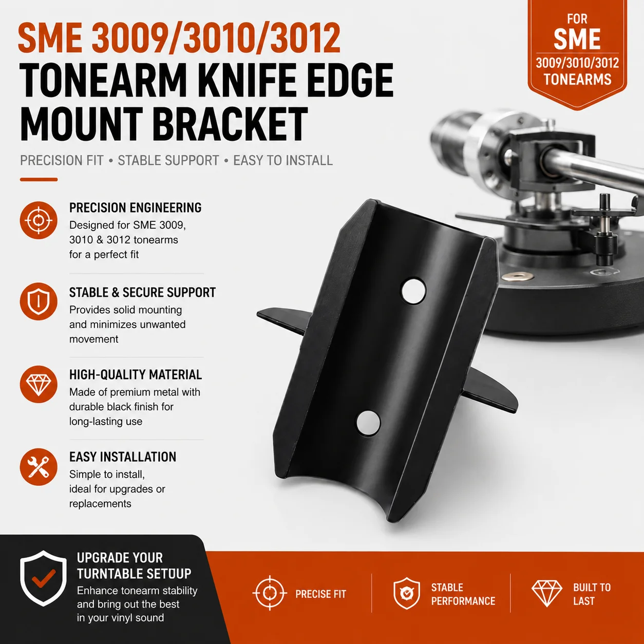 SME 3009 3010 3012 Tonearm Knife Edge Mount Bracket Black Metal Support Holder Turntable Repair Parts
SME 3009 3010 3012 Tonearm Knife Edge Mount Bracket Black Metal Support Holder Turntable Repair Parts