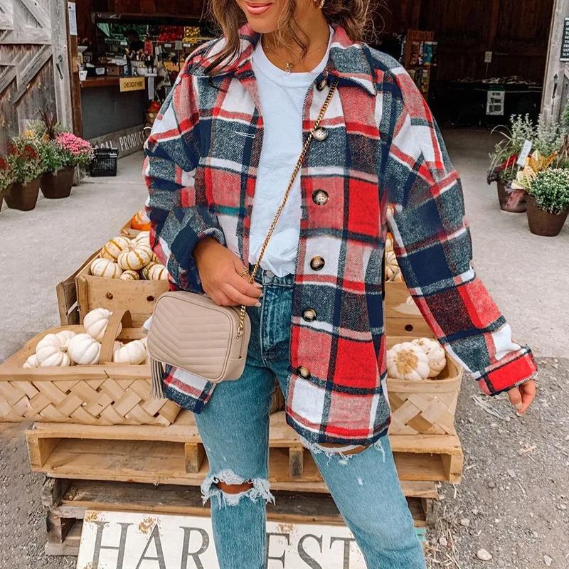 Women's Plaid Print Lapel Long Sleeve Cardigan Woolen Jacket Autumn Winter Fashion Casual Outerwear
Women's Plaid Print Lapel Long Sleeve Cardigan Woolen Jacket Autumn Winter Fashion Casual Outerwear