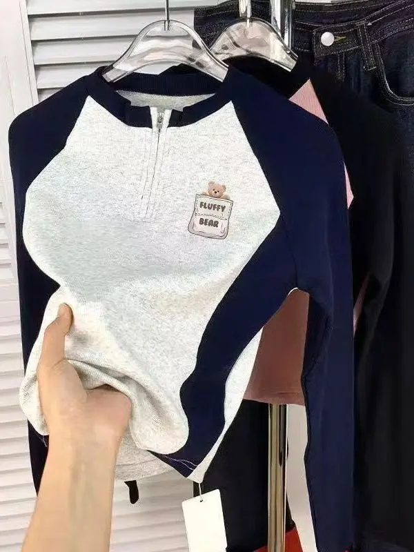 Женская толстовка Slim Fit с контрастными вставками, на молнии, с длинным рукавом, с принтом медведя, повседневная уличная одежда, весна-осень 2025
Женская толстовка Slim Fit с контрастными вставками, на молнии, с длинным рукавом, с принтом медведя, повседневная уличная одежда, весна-осень 2025