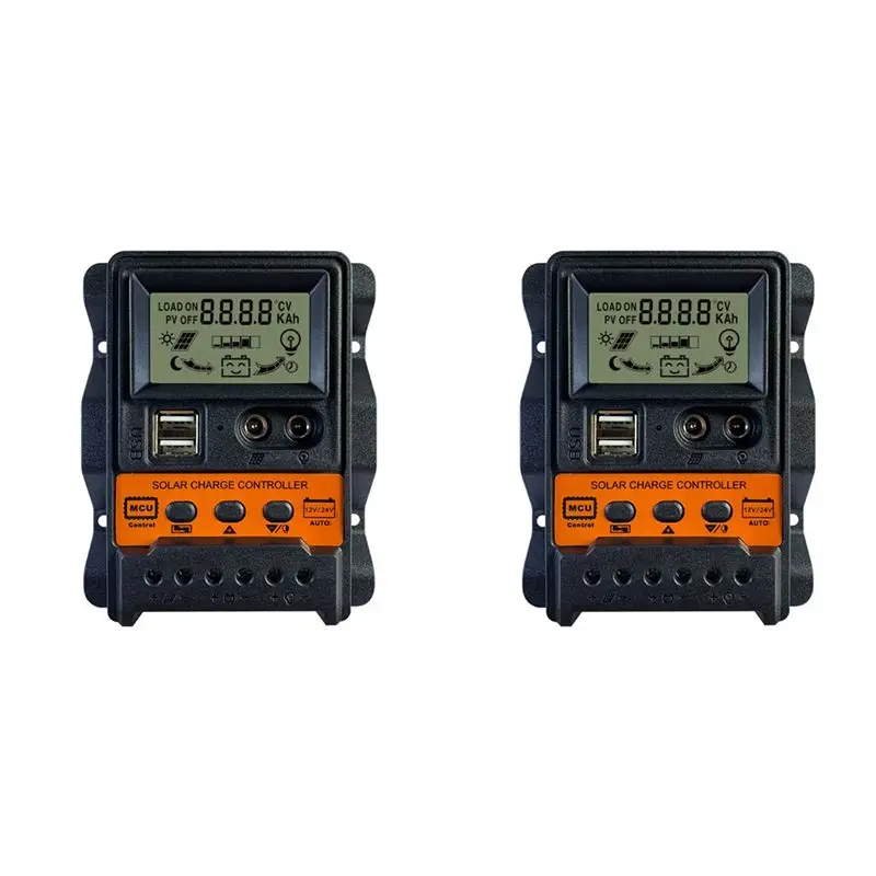 Контроллер заряда солнечных батарей 2X 20A 12В/24В, автоматический регулятор заряда солнечных панелей с 2 USB и ЖК-дисплеем, разрядник нагрузки - ABQU
Контроллер заряда солнечных батарей 2X 20A 12В/24В, автоматический регулятор заряда солнечных панелей с 2 USB и ЖК-дисплеем, разрядник нагрузки - ABQU