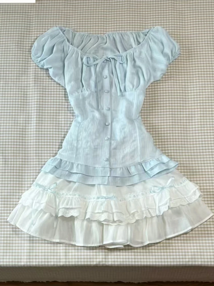Fashion Sweet Slim Off Shoulder Outfit Women Design Chic Lace Up Fairy Suit Girl Kawaii Casual Bow Elastic Waist Short Skirt Set
Fashion Sweet Slim Off Shoulder Outfit Women Design Chic Lace Up Fairy Suit Girl Kawaii Casual Bow Elastic Waist Short Skirt Set