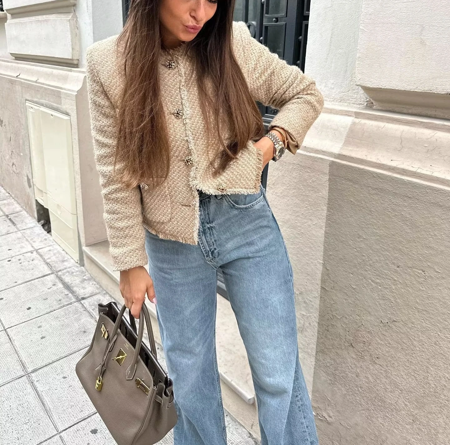 Spring New Women's Commute Casual round Ne Long Sve Top Single Button Loose Weave ort Outerwear Polyester Fiber 00%
Spring New Women's Commute Casual round Ne Long Sve Top Single Button Loose Weave ort Outerwear Polyester Fiber 00%