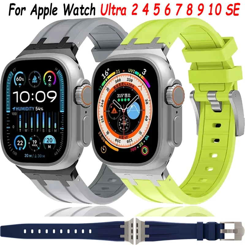 Liquid Silicone Strap For Apple Watch Ultra 2 49mm 10 9 8 7 45mm 46mm Comfortable Metal Connector Wristband iWatch 6 5 4 SE 44mm
Liquid Silicone Strap For Apple Watch Ultra 2 49mm 10 9 8 7 45mm 46mm Comfortable Metal Connector Wristband iWatch 6 5 4 SE 44mm