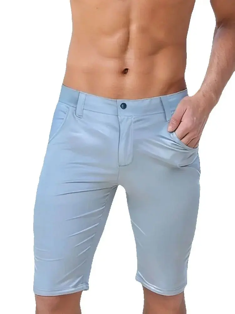 Men's PU Leather Mid Pants Low Waist Pencil Pants Man Shorts Stage Performance Tight Punk Short Pants Exotic Shaping Wear Male
Men's PU Leather Mid Pants Low Waist Pencil Pants Man Shorts Stage Performance Tight Punk Short Pants Exotic Shaping Wear Male