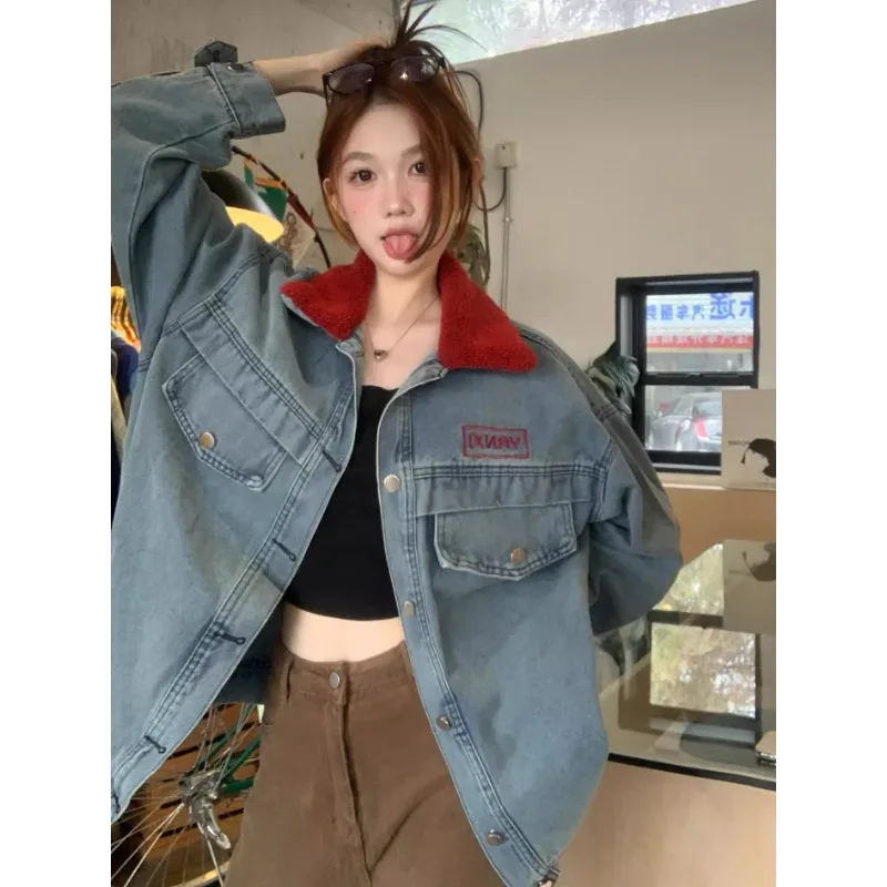 Retro Women's Jackets Patchwork Lapel Contrasting Color Denim Jacket Loose and Thin Single-breasted Korean Fashion Coats Tops
Retro Women's Jackets Patchwork Lapel Contrasting Color Denim Jacket Loose and Thin Single-breasted Korean Fashion Coats Tops