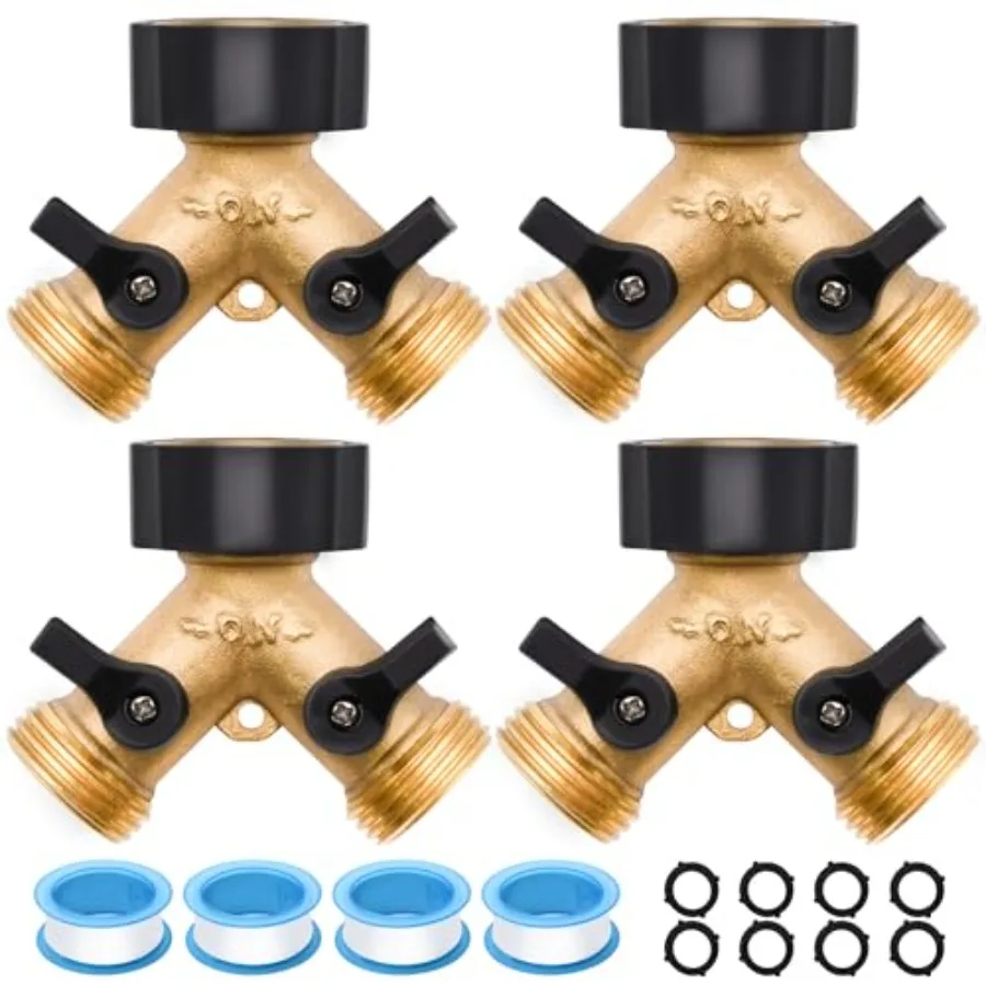 Hose Splitter, 2 Way Heavy Duty Brass Garden Hose Splitter, for 3/4" Hose Connector, Brass Garden Hose Manifold with Rubber Was
Hose Splitter, 2 Way Heavy Duty Brass Garden Hose Splitter, for 3/4" Hose Connector, Brass Garden Hose Manifold with Rubber Was