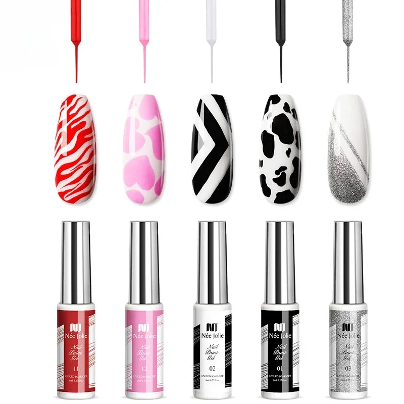 5pc Liner Painting Nail Gel Kit Nail Art Polish Set For Nail Design Polish Gel Art Paint UV Varnish Black White With Thin Brush
5pc Liner Painting Nail Gel Kit Nail Art Polish Set For Nail Design Polish Gel Art Paint UV Varnish Black White With Thin Brush