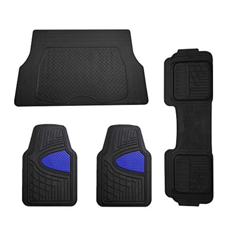 Premium Trimmable Black Cargo Mat w/Heavy Duty Tall Channel Blue Floor Mats Universal Fit Set Trimmable Automotive Floor Mats C
Premium Trimmable Black Cargo Mat w/Heavy Duty Tall Channel Blue Floor Mats Universal Fit Set Trimmable Automotive Floor Mats C