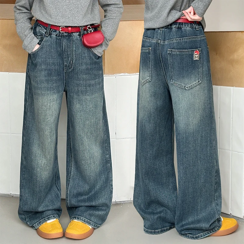Girl Wide Leg Jeans Teen Girls Denim Teenage Vintage Trousers Toddler Girl Casual Fashion Denim Kid Red Bag Long Pants Age 4-14Y 
Girl Wide Leg Jeans Teen Girls Denim Teenage Vintage Trousers Toddler Girl Casual Fashion Denim Kid Red Bag Long Pants Age 4-14Y