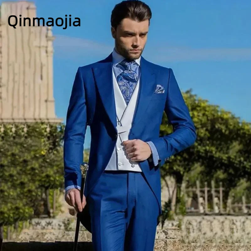 Fashion Wedding Suits For Men Slim Fit Customized 3 Piece Pants Set Formal Groom Party Prom Peaked Lapel Tuxedo Costume
Fashion Wedding Suits For Men Slim Fit Customized 3 Piece Pants Set Formal Groom Party Prom Peaked Lapel Tuxedo Costume