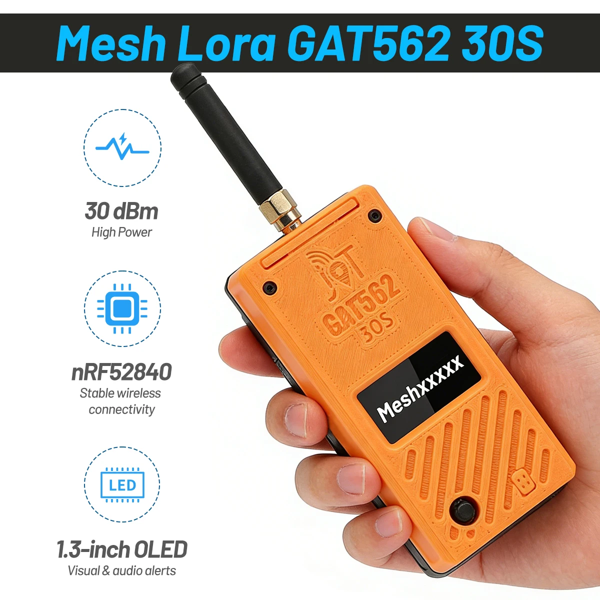 GAT562 30S Handheld LoRa Radio Bandpass Filter GPS and nRF52840 30dBm Long-Range Wireless Communication Device
GAT562 30S Handheld LoRa Radio Bandpass Filter GPS and nRF52840 30dBm Long-Range Wireless Communication Device