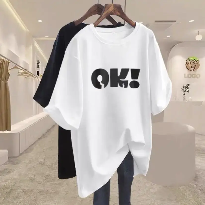Women Clothing Letter OK Print Basic T-shirts Summer Fashion Pure Cotton Round Neck Short Sleeve Top Tee Loose Pullover 45-105Kg
Women Clothing Letter OK Print Basic T-shirts Summer Fashion Pure Cotton Round Neck Short Sleeve Top Tee Loose Pullover 45-105Kg