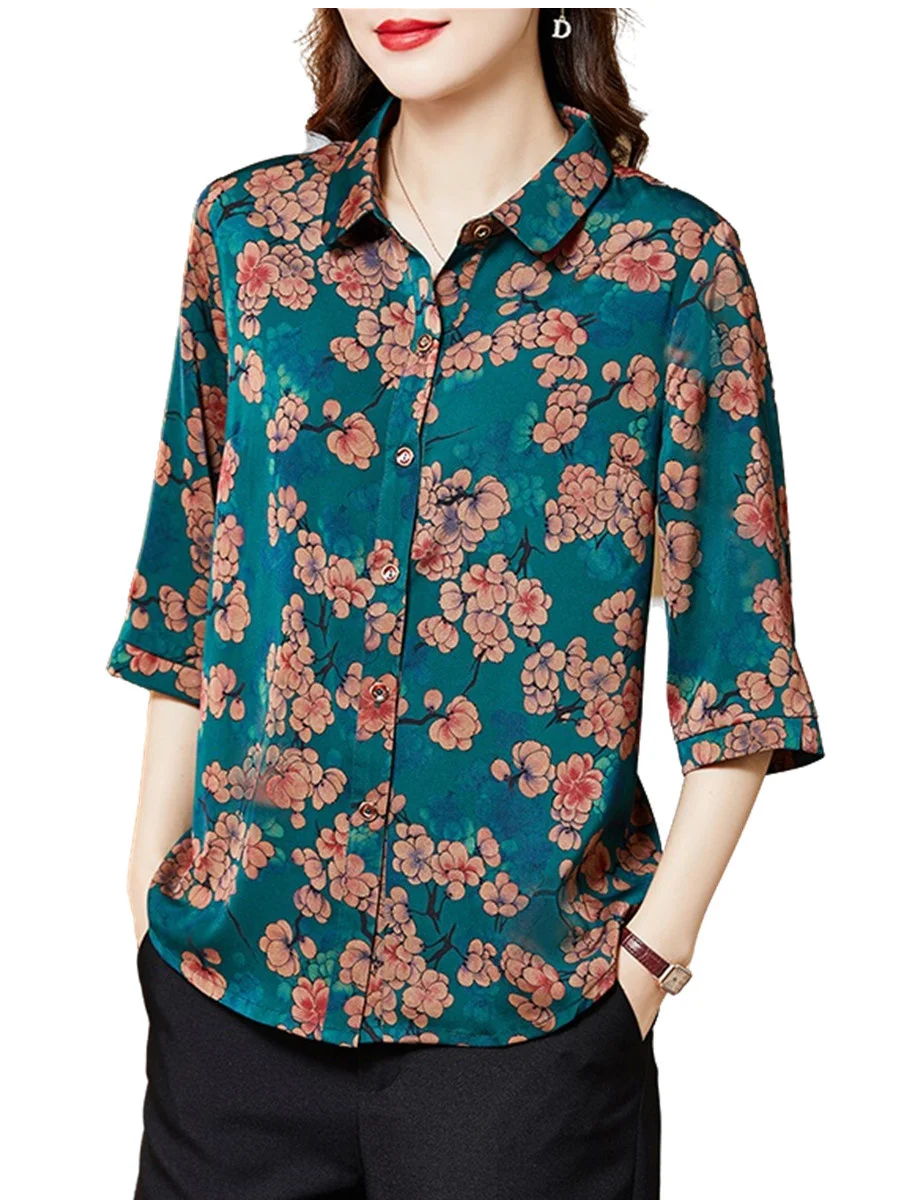 5XL Loose Women Spring Summer Shirts Lady Fashion Casual Half Sleeve Turn-down Collar Silk Retro Printing Blusas Tops CT0605
5XL Loose Women Spring Summer Shirts Lady Fashion Casual Half Sleeve Turn-down Collar Silk Retro Printing Blusas Tops CT0605