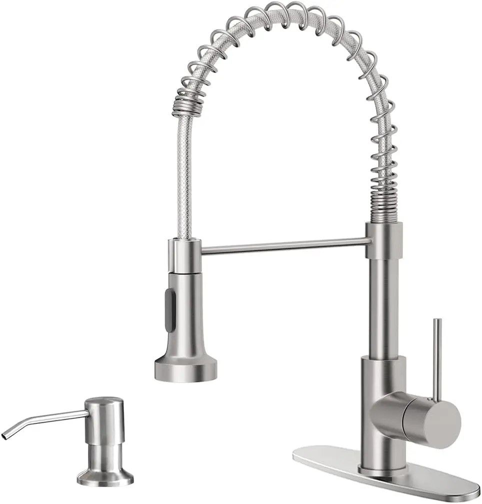 Kitchen Faucet with Pull Down Sprayer, Stainless Steel Single Handle High Arc Brushed Nickel for Bar Laundry RV Utility Sink
Kitchen Faucet with Pull Down Sprayer, Stainless Steel Single Handle High Arc Brushed Nickel for Bar Laundry RV Utility Sink