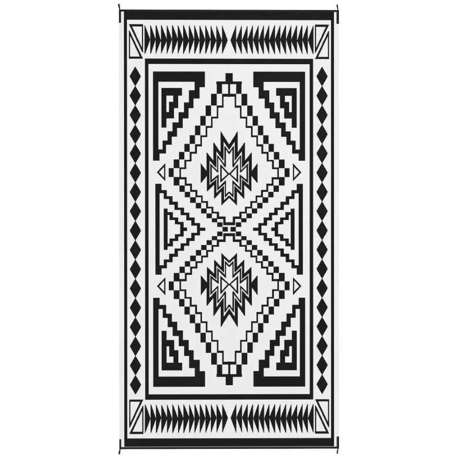 Reversible Outdoor Rug Waterproof Plastic Straw with Carry Bag 9' x 18' Black White Square Patchwork
Reversible Outdoor Rug Waterproof Plastic Straw with Carry Bag 9' x 18' Black White Square Patchwork