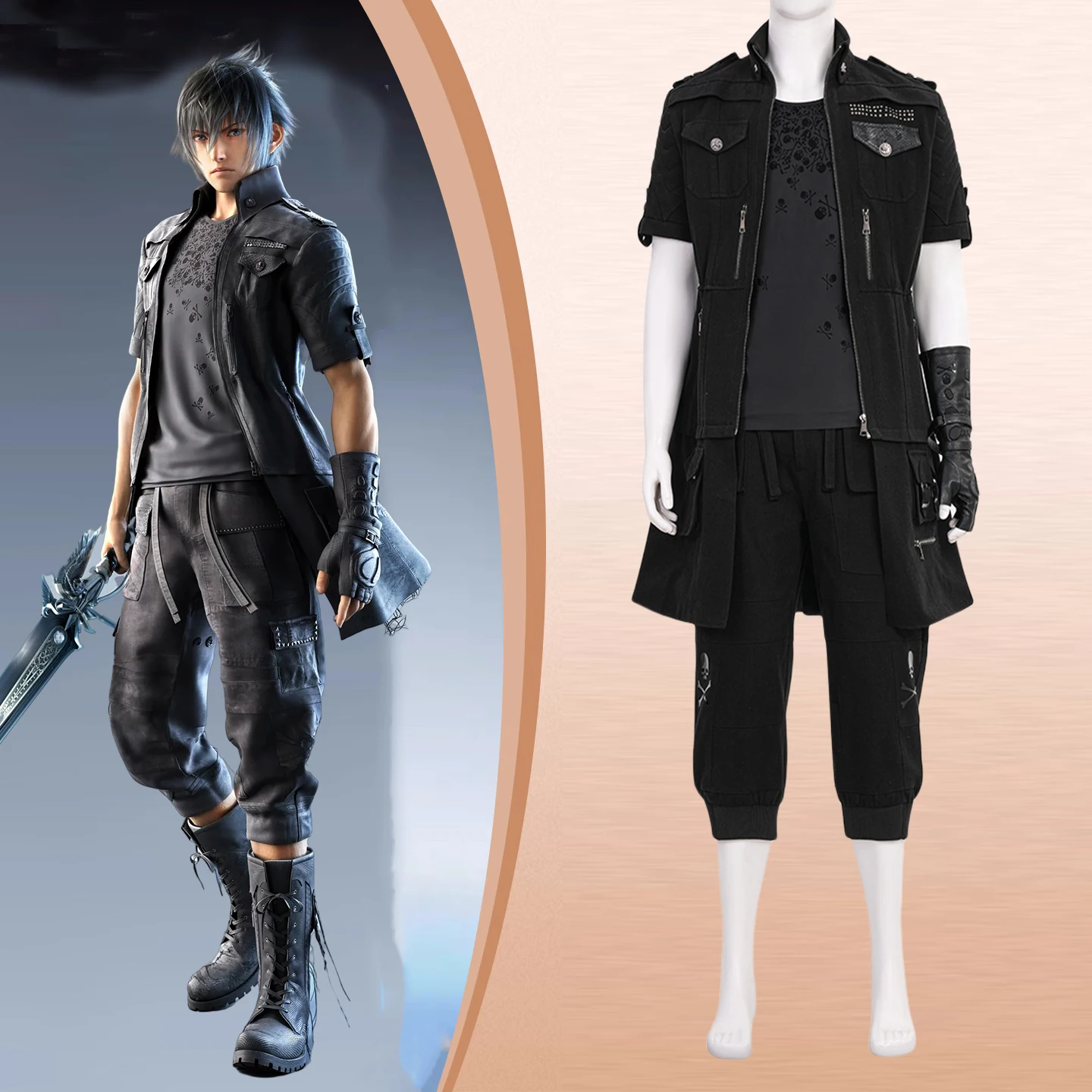 FF15 Night Lucis Caelum Косплей Новый игровой костюм для взрослых и мужчин Fantasia Черная боевая форма костюм Хэллоуин Маскировка воина
FF15 Night Lucis Caelum Косплей Новый игровой костюм для взрослых и мужчин Fantasia Черная боевая форма костюм Хэллоуин Маскировка воина