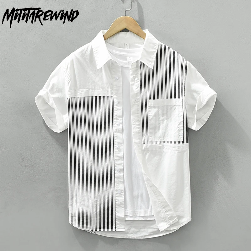 Korean Fashion Mens Short Sleeve Shirts Summer Causal Daily Cotton Male Shirts Lapel Patchwork Striped Shirt Youth Handsome Tops
Korean Fashion Mens Short Sleeve Shirts Summer Causal Daily Cotton Male Shirts Lapel Patchwork Striped Shirt Youth Handsome Tops