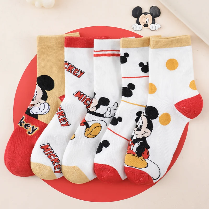 5Pairs of Disney Mickey Mouse Women's Crew Socks Fun and Cute Cartoon Printed Polka Dots and Letter Patterns Couple Casual Socks
5Pairs of Disney Mickey Mouse Women's Crew Socks Fun and Cute Cartoon Printed Polka Dots and Letter Patterns Couple Casual Socks