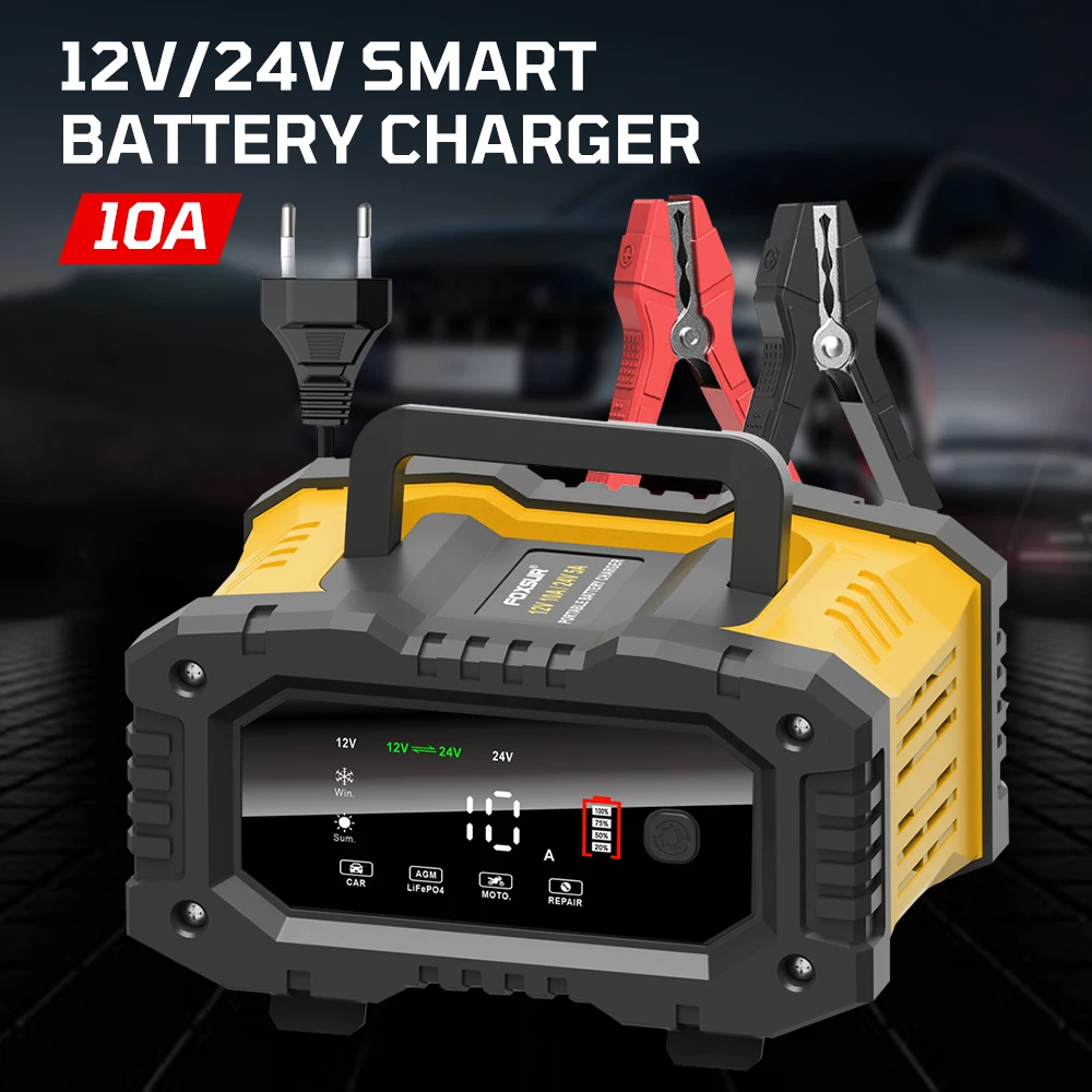 12V-24V Car Motorcycle Battery Charger 7-stage Smart Battey Charger For AGM GEL SLA Lead-Acid LiFePO4 Handheld
12V-24V Car Motorcycle Battery Charger 7-stage Smart Battey Charger For AGM GEL SLA Lead-Acid LiFePO4 Handheld