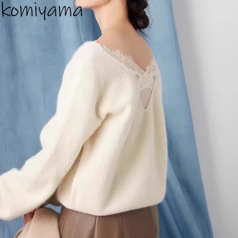 V-neck Long Sleeve 2025 Woman Sweater Lace Spliced Ropa Mujer Knit Outerwears Japanese Pullovers Fall Winter Clothes Women
V-neck Long Sleeve 2025 Woman Sweater Lace Spliced Ropa Mujer Knit Outerwears Japanese Pullovers Fall Winter Clothes Women
