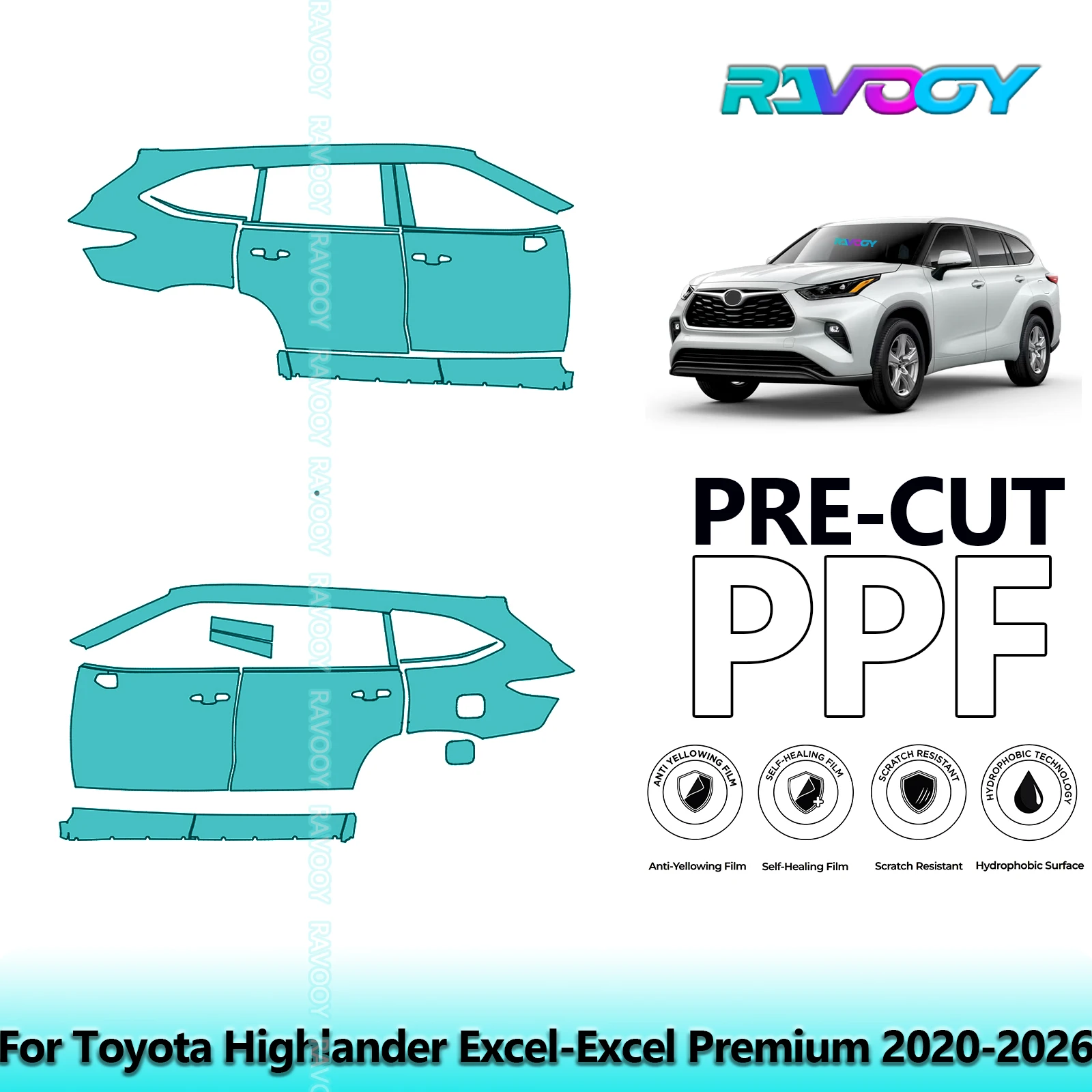For Toyota Highlander Excel-Excel Premium 2020-2026 8.5mil Pre-Cut PPF Door & A/B Pillar Kit TPU Paint Protection Film Set
For Toyota Highlander Excel-Excel Premium 2020-2026 8.5mil Pre-Cut PPF Door & A/B Pillar Kit TPU Paint Protection Film Set