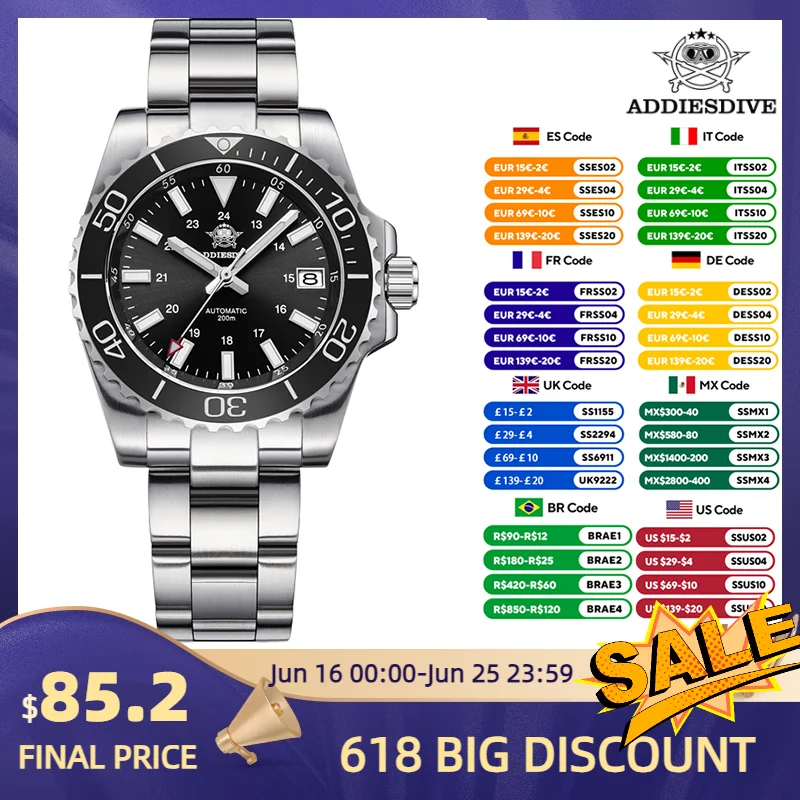 ADDIESDIVE Men's Diving Watch Automatic Mechanical Watch 200m Waterproof Watch BGW9/C3 luminous Japan NH35A Sapphire AD2086
ADDIESDIVE Men's Diving Watch Automatic Mechanical Watch 200m Waterproof Watch BGW9/C3 luminous Japan NH35A Sapphire AD2086