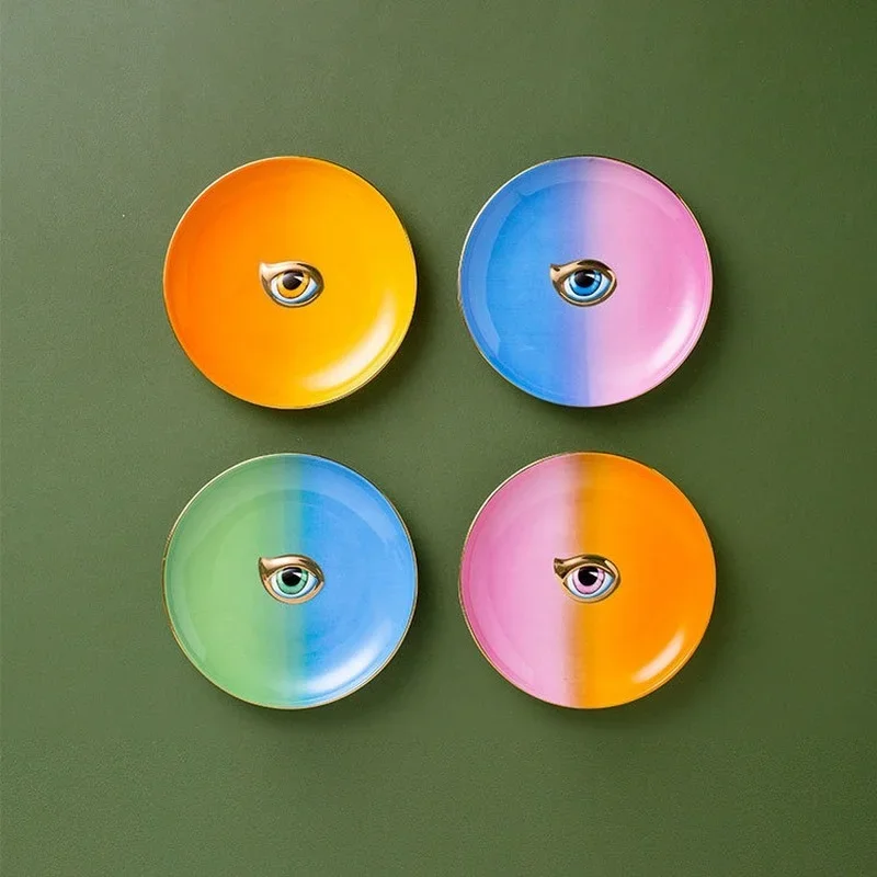 Nordic Devil's Eye Ring Necklace Jewelry Tray Tea Cup Coaster Ceramic Jewelry Dish Colorful Home Desk Storage Tray Decoration
Nordic Devil's Eye Ring Necklace Jewelry Tray Tea Cup Coaster Ceramic Jewelry Dish Colorful Home Desk Storage Tray Decoration