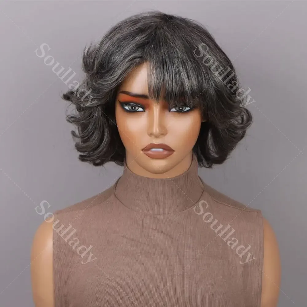 Soul Lady Trendy Medium Salt and Pepper Natural Wavy Bob Wear & Go Glueless Human Hair Wigs With Bangs For Women Over 50
Soul Lady Trendy Medium Salt and Pepper Natural Wavy Bob Wear & Go Glueless Human Hair Wigs With Bangs For Women Over 50