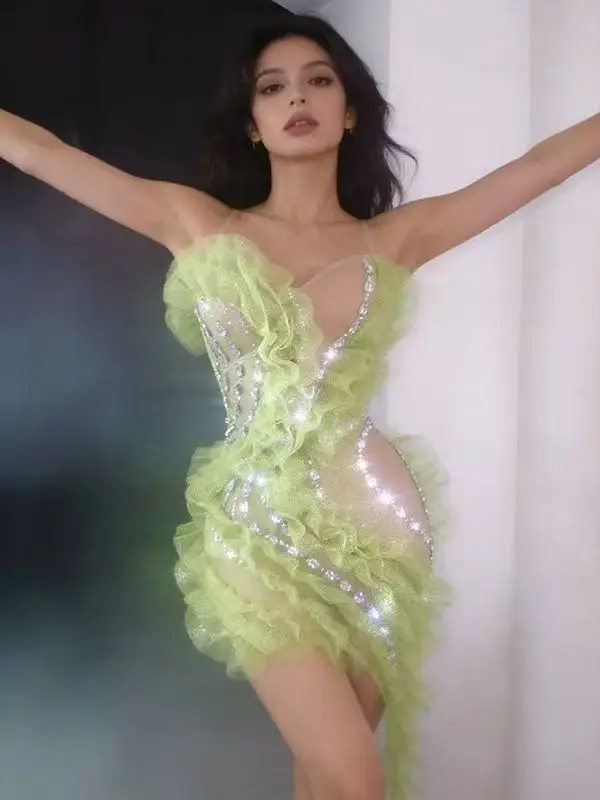 Sparkly Green Diamonds Sexy Mesh Asymmetric Bodycon Mini Dress Celebrate Eveing Birthday Party Nightclub Red Carpet Stage Wear
Sparkly Green Diamonds Sexy Mesh Asymmetric Bodycon Mini Dress Celebrate Eveing Birthday Party Nightclub Red Carpet Stage Wear