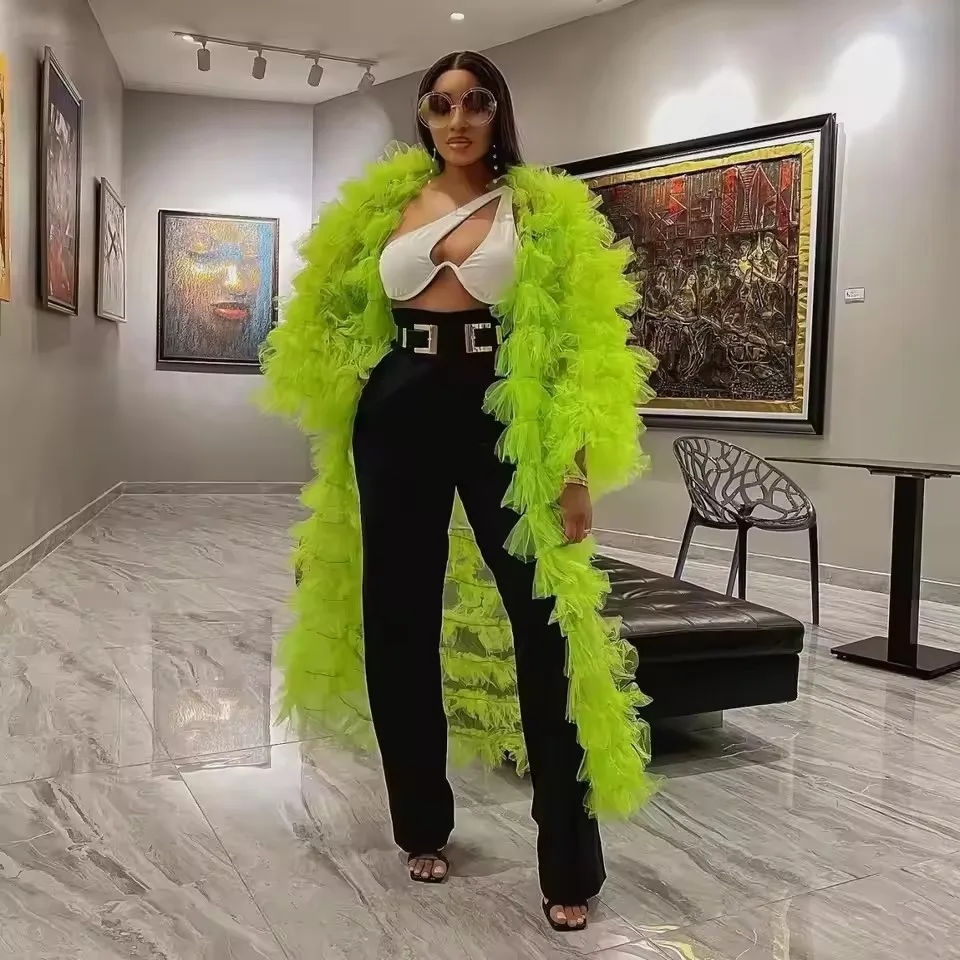 Fashion Green Layered Tulle Long Women Jackets Puff Sleeves Ruffles Trimmed Female Jacekt Outwear Outfit
Fashion Green Layered Tulle Long Women Jackets Puff Sleeves Ruffles Trimmed Female Jacekt Outwear Outfit