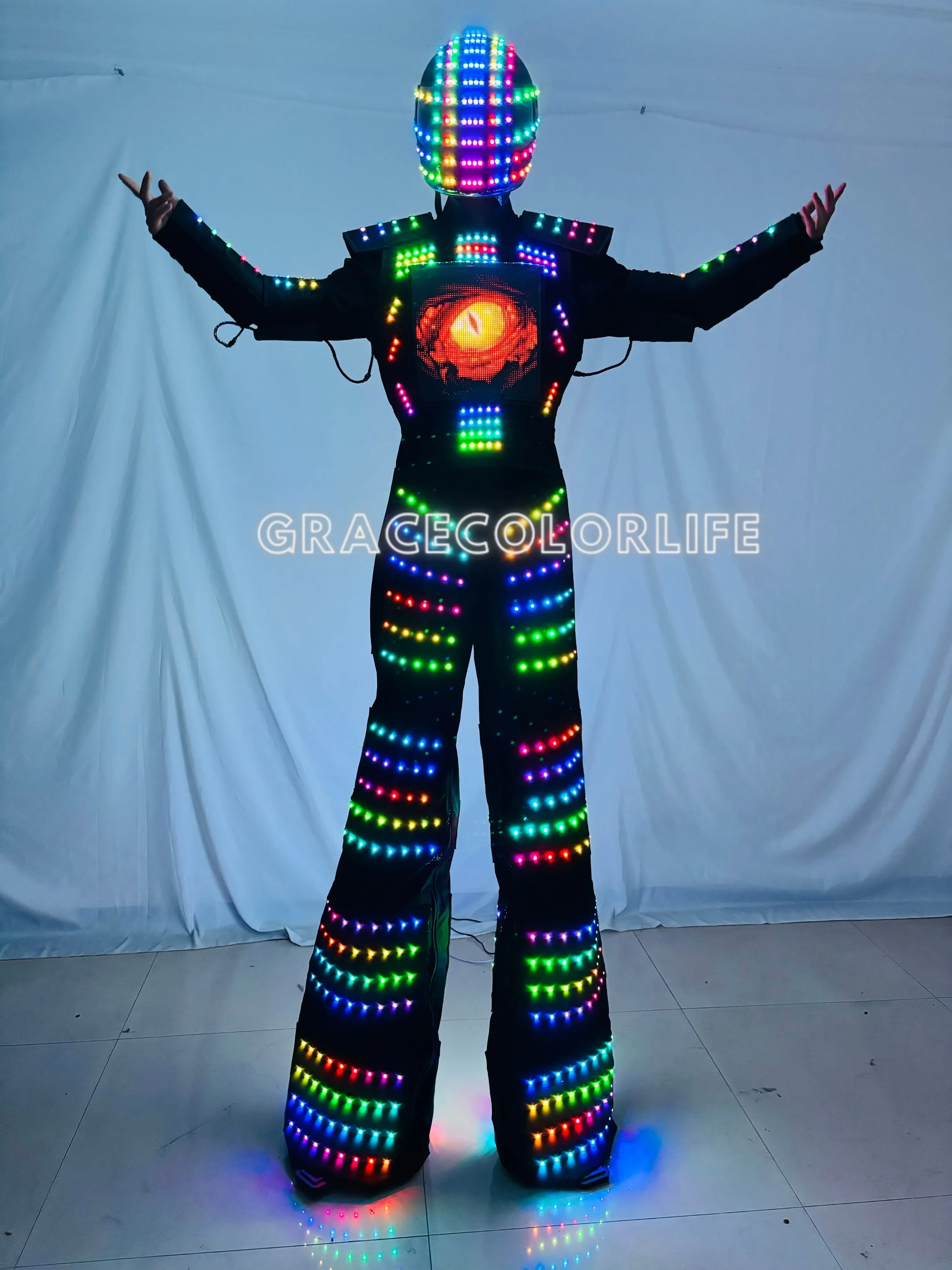 Luminous LED Stilts Walker Costume Full Color Kryoman Celebrating Party Events Suit
Luminous LED Stilts Walker Costume Full Color Kryoman Celebrating Party Events Suit