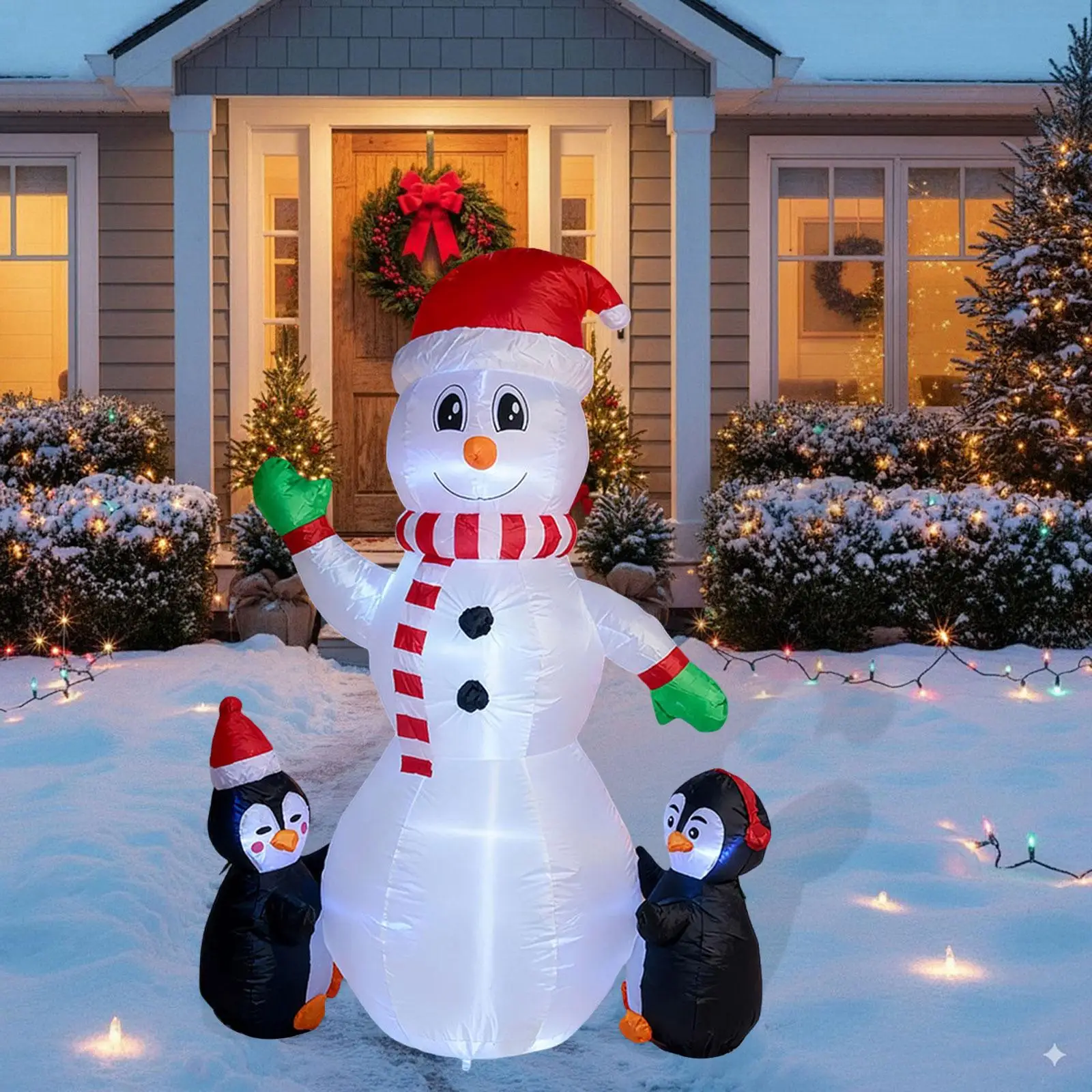 Inflatable Snowman Prop with Penguins LED Christmas Yard Decor Large Outdoor Lawn Ornament for Home
Inflatable Snowman Prop with Penguins LED Christmas Yard Decor Large Outdoor Lawn Ornament for Home