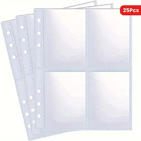 25/50/100pcs A5 Binder Photo Card Holders, 100/200 Pockets Single-Sided 4-Pocket Design, Top Loading, Clear K-pop Membrane Cards