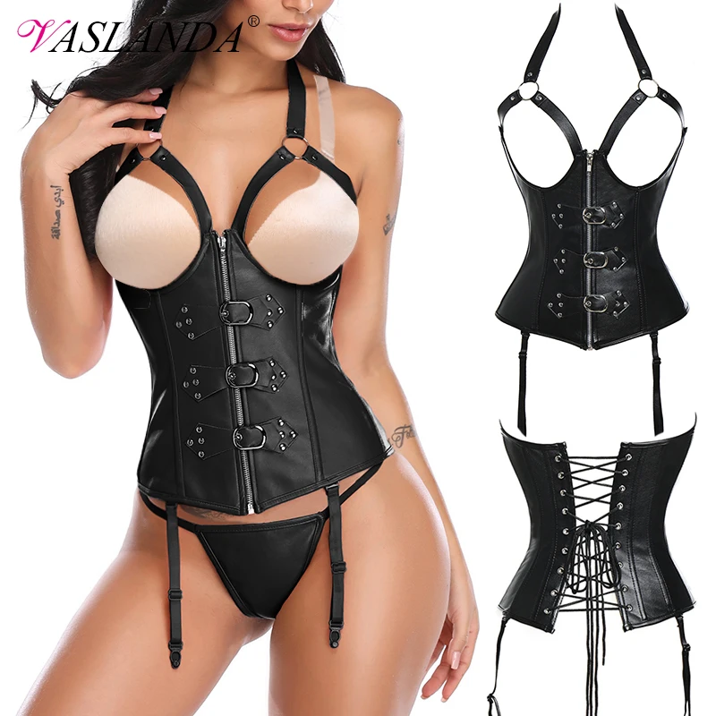 Bustiers & Corsets Leather Steampunk Underbust Corsets with Garters Belt Lace Up Boned Bustiers Tops Sexy Lingerie Set Nightwear
Bustiers & Corsets Leather Steampunk Underbust Corsets with Garters Belt Lace Up Boned Bustiers Tops Sexy Lingerie Set Nightwear