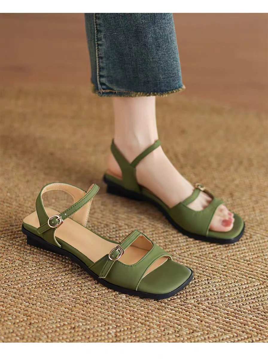 Women's Green Square Toe Double Buckle Flat Sandals Open Toe Soft Sole Casual Summer Shoes Daily Commute and Outdoor Activities
Women's Green Square Toe Double Buckle Flat Sandals Open Toe Soft Sole Casual Summer Shoes Daily Commute and Outdoor Activities