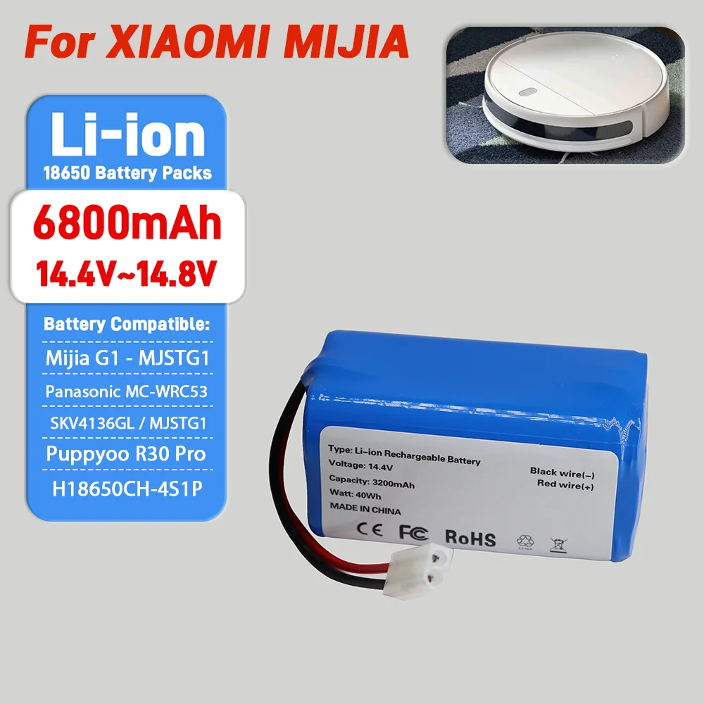 14.4V 18650 2600mAh 3500mAh Replacement Battery For XIOMI MIJIA Mi Robot Vacuum-Mop Essential G1 MJSTG1 Sweeping Mopping robot
14.4V 18650 2600mAh 3500mAh Replacement Battery For XIOMI MIJIA Mi Robot Vacuum-Mop Essential G1 MJSTG1 Sweeping Mopping robot