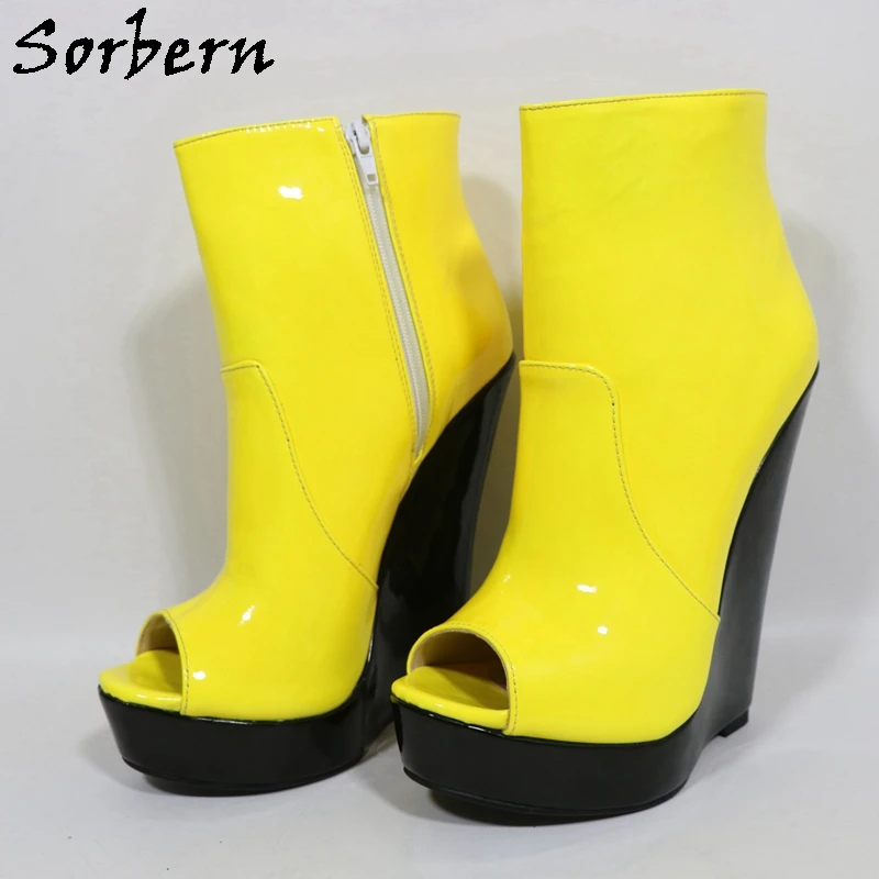Sorbern Yellow Ankle Boots For Women Open Toe Black Wedges High Heel Side Zipper Short Booties Female Shoes Narrow Heels Back
Sorbern Yellow Ankle Boots For Women Open Toe Black Wedges High Heel Side Zipper Short Booties Female Shoes Narrow Heels Back