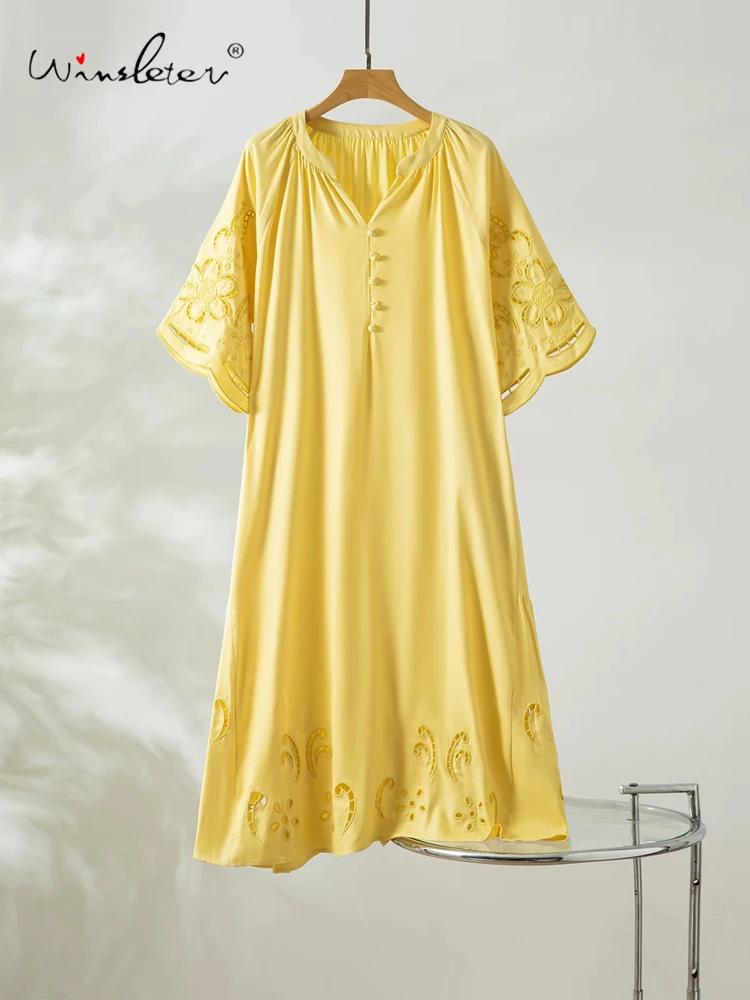 Winsleter-100%Spun Silk Elegant Dress, V Neck Embroidery, Women French Retro Hollowed-out A-line Dresses, 2026 Summer D65649CC
Winsleter-100%Spun Silk Elegant Dress, V Neck Embroidery, Women French Retro Hollowed-out A-line Dresses, 2026 Summer D65649CC