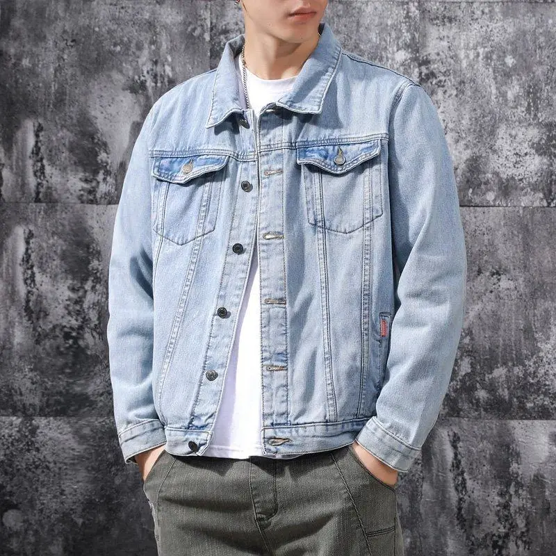 Loose Fit Long Sve Collared Denim Jaet Youthful Spring Outerwear Versatile Casual Cotton Polyester Blend Men's Jaet
Loose Fit Long Sve Collared Denim Jaet Youthful Spring Outerwear Versatile Casual Cotton Polyester Blend Men's Jaet