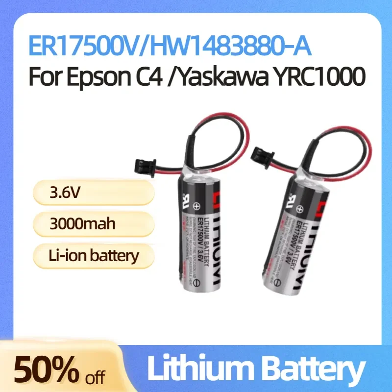 ER17500V 3.6V 3000mah Battery PLC Lithium Battery for Epson C4 for Yaskawa YRC1000 HW1483880-A for JUKI Non-rechargeable
ER17500V 3.6V 3000mah Battery PLC Lithium Battery for Epson C4 for Yaskawa YRC1000 HW1483880-A for JUKI Non-rechargeable