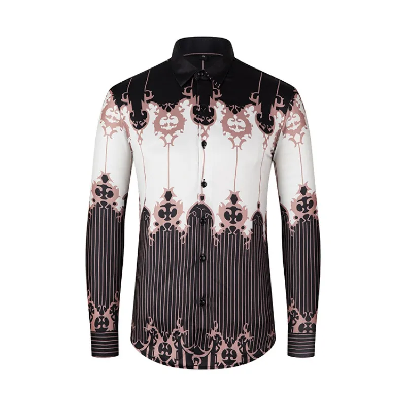 Autumn Winter Luxury Retro Print Shirts Men Long Sleeve Slim Fit Casual Shirt Social Party Streetwear Nightclub Men Clothing
Autumn Winter Luxury Retro Print Shirts Men Long Sleeve Slim Fit Casual Shirt Social Party Streetwear Nightclub Men Clothing